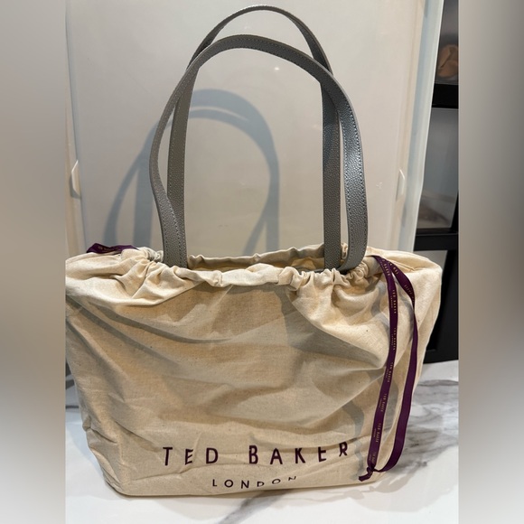 *NWT* Ted Baker Bow Gray Handbag Tote with Inside pouch and dust bag - Picture 2 of 6